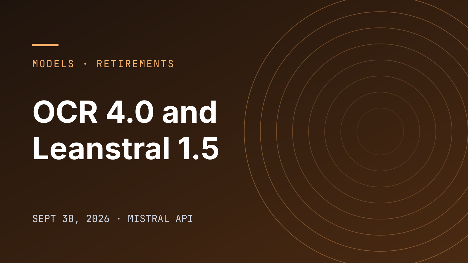 Typographic cover reading "OCR 4.0 and Leanstral 1.5" with concentric rings on a dark brown background